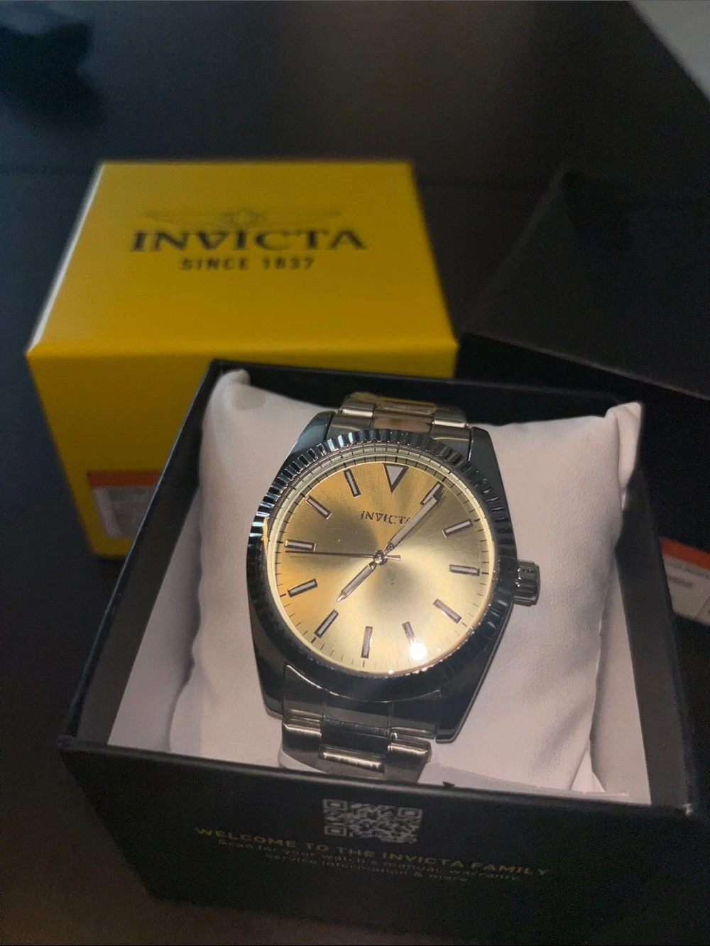 Invicta Silver Bracelet Watch with Light Champagne Dial